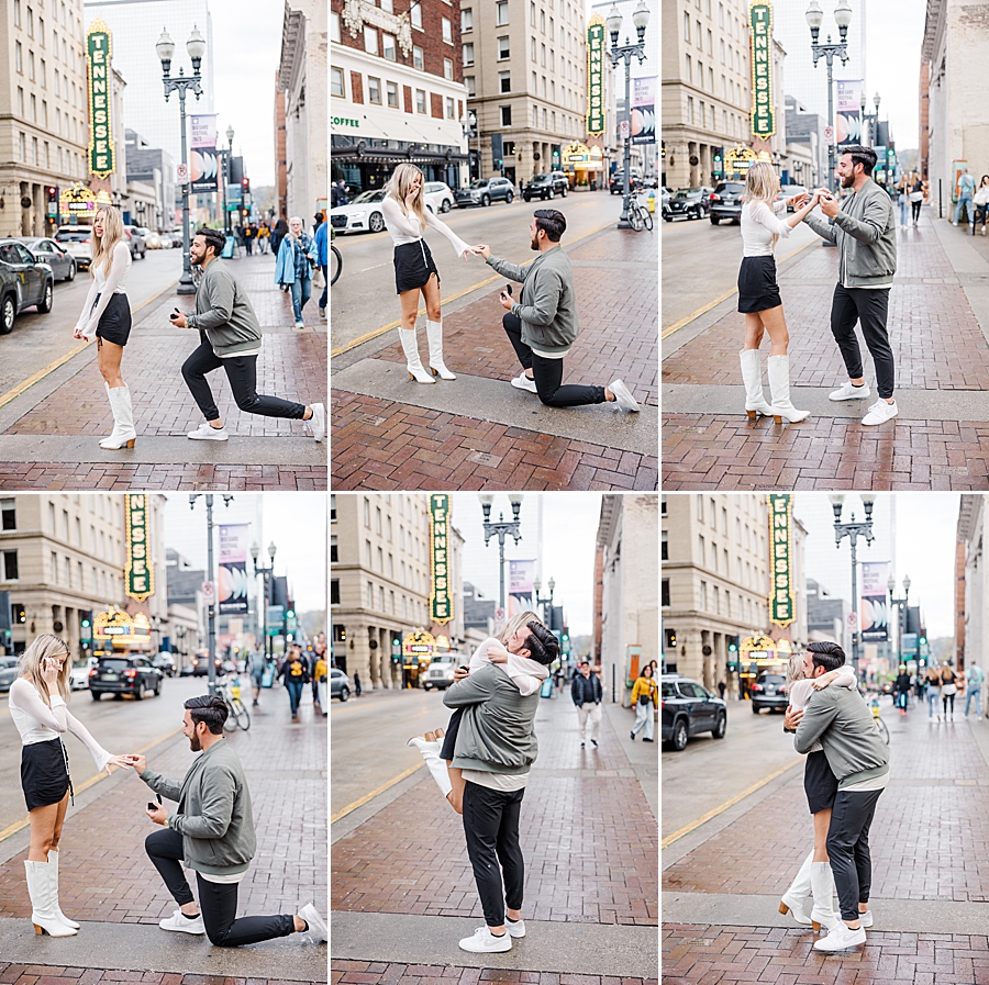 Getting on one knee at this downtown proposal by Amanda May Photos.