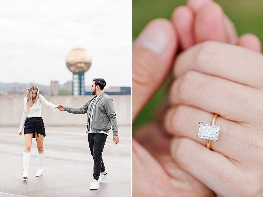 Close up of the ring at this downtown Knoxville proposal by Amanda May Photos.