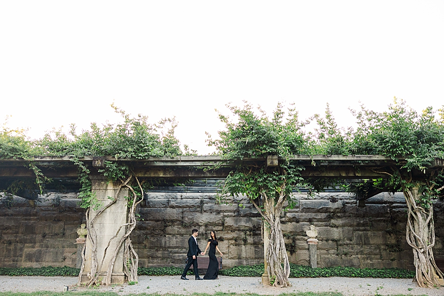 couple walking together during engagement session