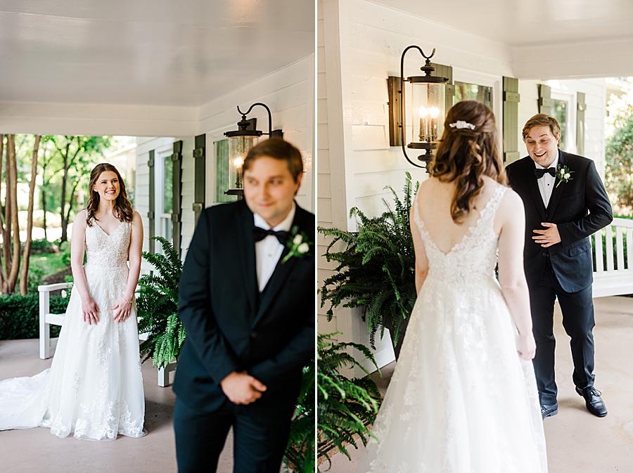 Groom reacts to bride at Julianna Wedding by Amanda May Photos