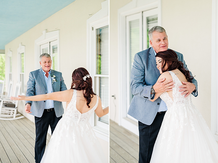 Bride and dad first look at Carriage House Wedding by Amanda May Photos