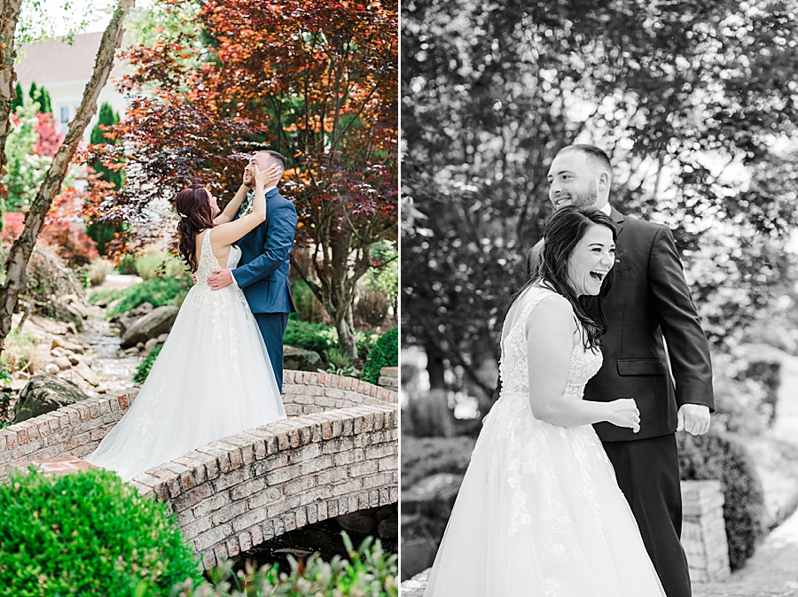 Laughing together at Carriage House Wedding by Amanda May Photos