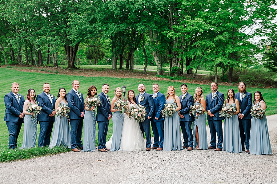 Bride and groom with wedding party at Carriage House Wedding by Amanda May Photos