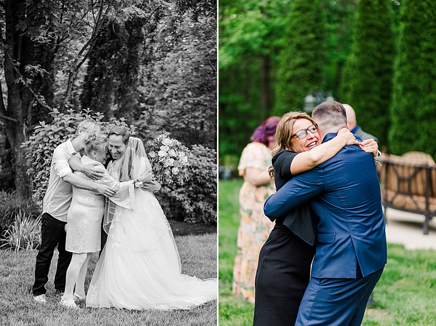 Family hugs at Wedding by Amanda May Photos