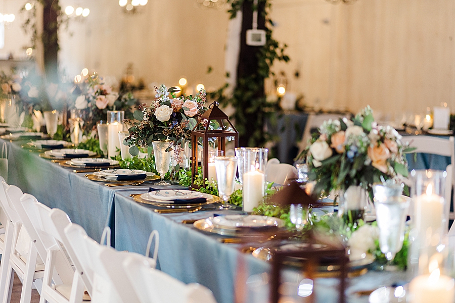 Lanterns on table at Wedding by Amanda May Photos