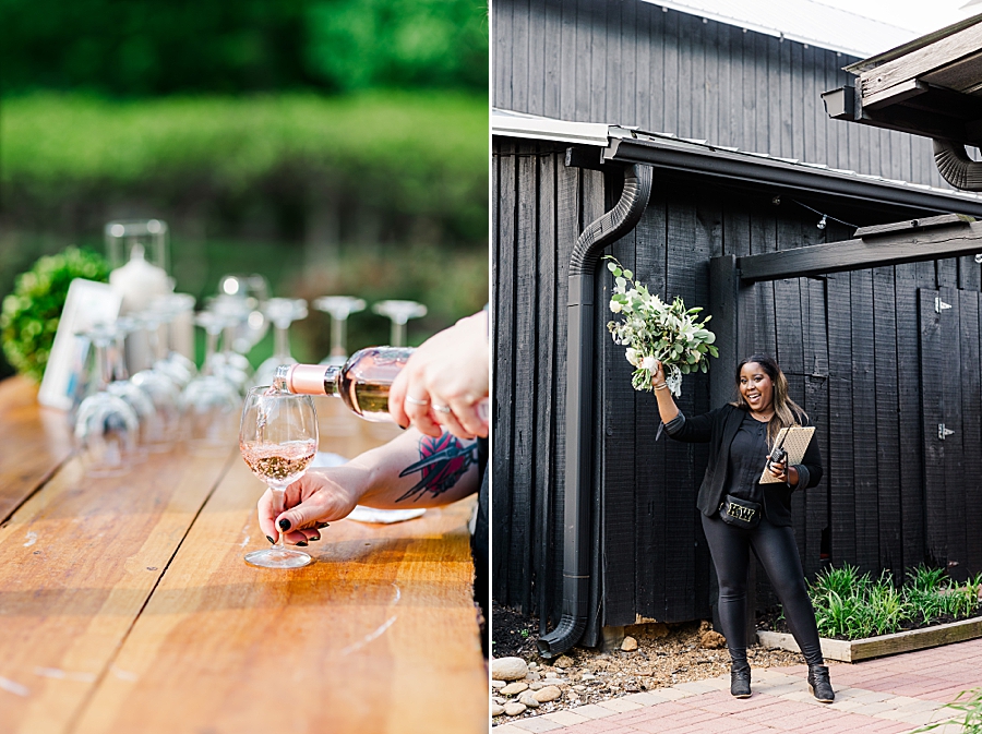Pouring reception drink at Castleton Farms Wedding by Amanda May Photos