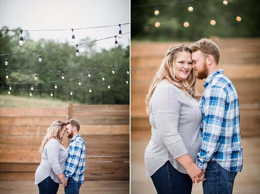 String lights at this The Stables at Strawberry Creek Engagement Session by Knoxville Wedding Photographer, Amanda May Photos.