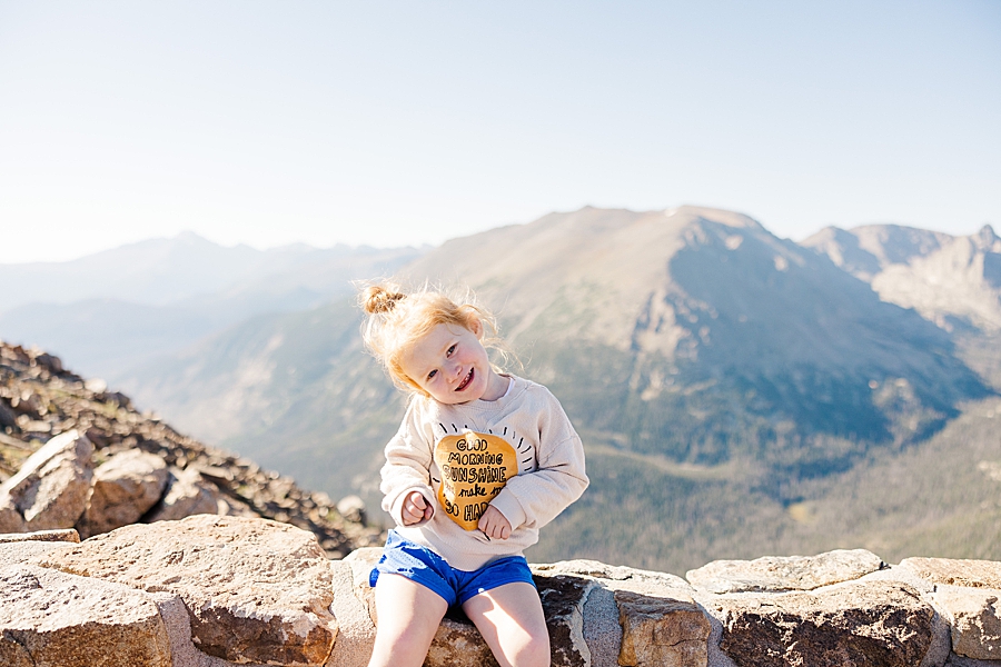Cute little girl in the Rocky Mountain National Park by Knoxville Wedding Photographer, Amanda May Photos.