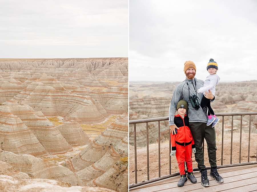 Dad and kids at Badlands National Park in South Dakota by Knoxville Wedding Photographer, Amanda May Photos.