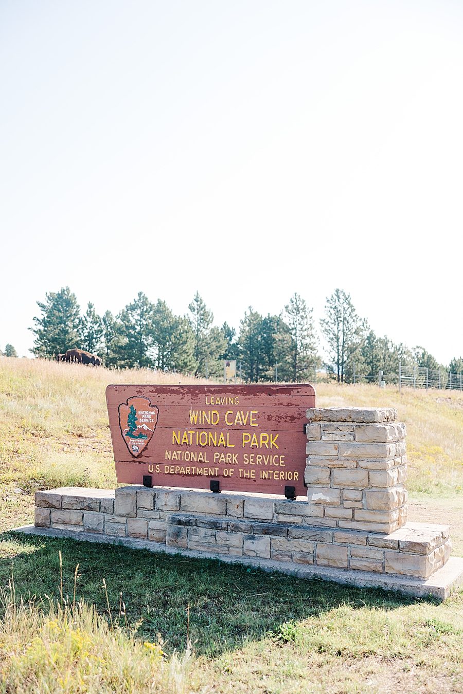 national park sign at Wind Cave National Park in South Dakota by Knoxville Wedding Photographer, Amanda May Photos.