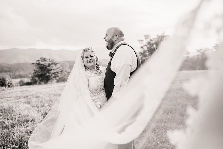Cathedral veil at this Cades Cove wedding by Knoxville Wedding Photographer, Amanda May Photos.