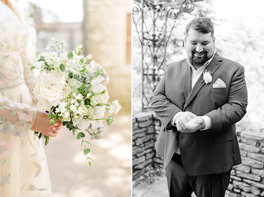Bride holds flowers at Knoxville Botanical Gardens Wedding by Amanda May Photos