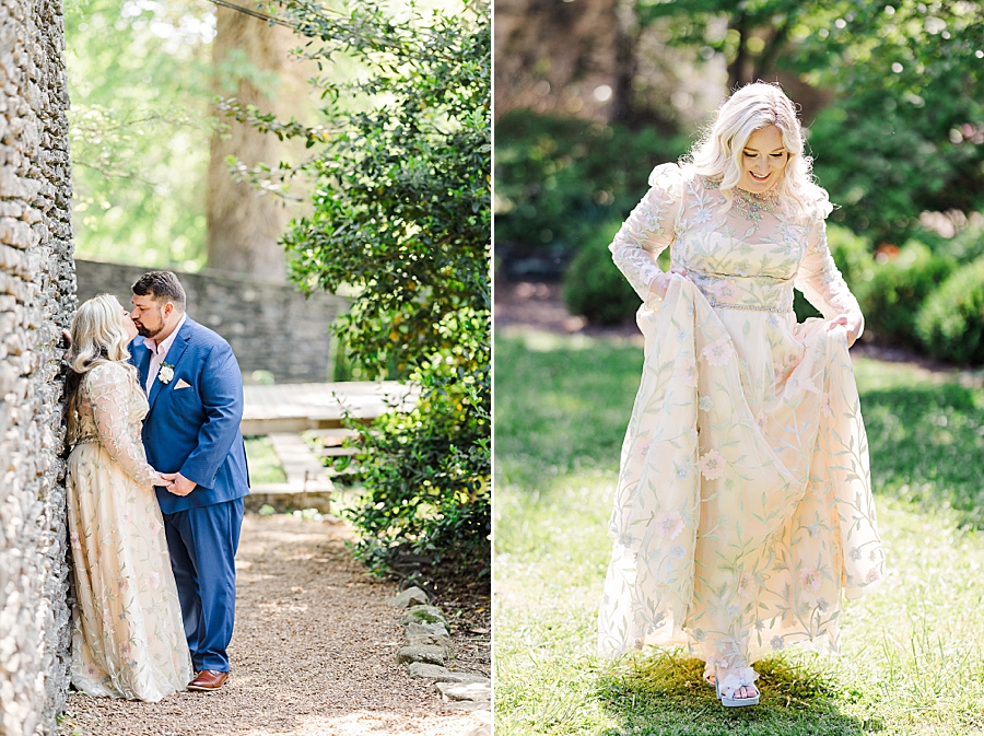 Bride and groom kiss at Knoxville Botanical Gardens Wedding by Amanda May Photos
