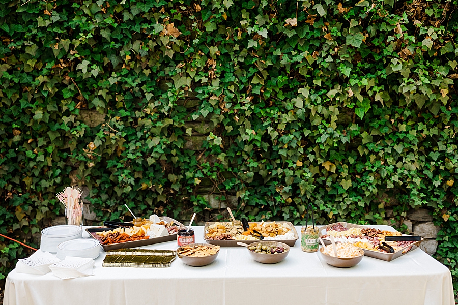 Food table at Knoxville Botanical Gardens Wedding by Amanda May Photos