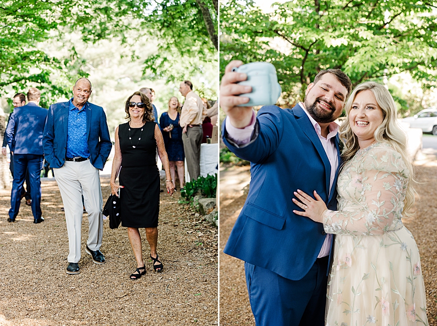 Taking Polaroid photo at Knoxville Botanical Gardens Wedding by Amanda May Photos
