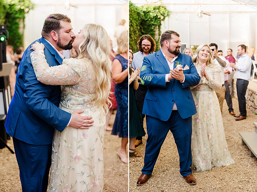 Bride and groom kiss at Wedding by Amanda May Photos