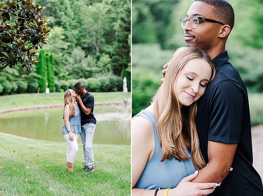 kissing during engagement session at castleton