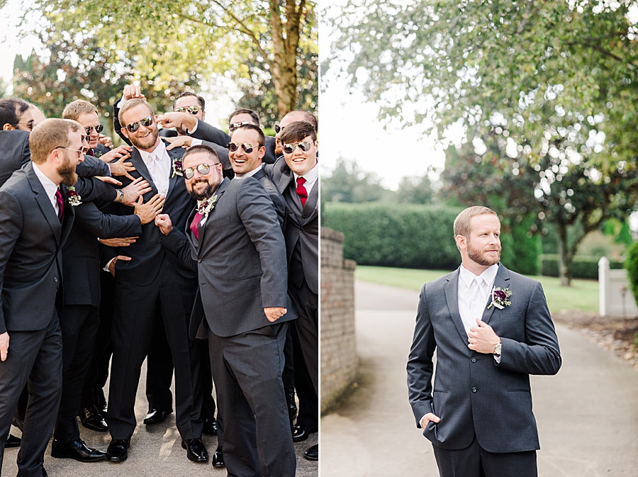 groomsmen in black suits at castleton