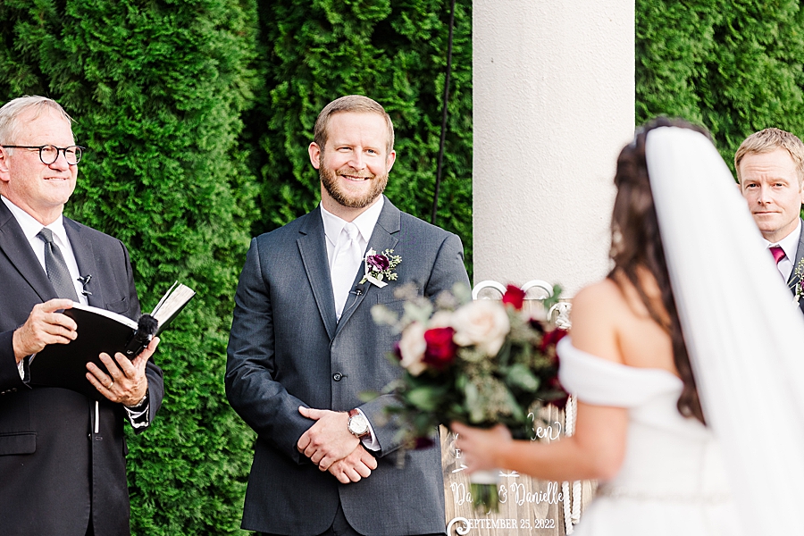 groom reacting to bride