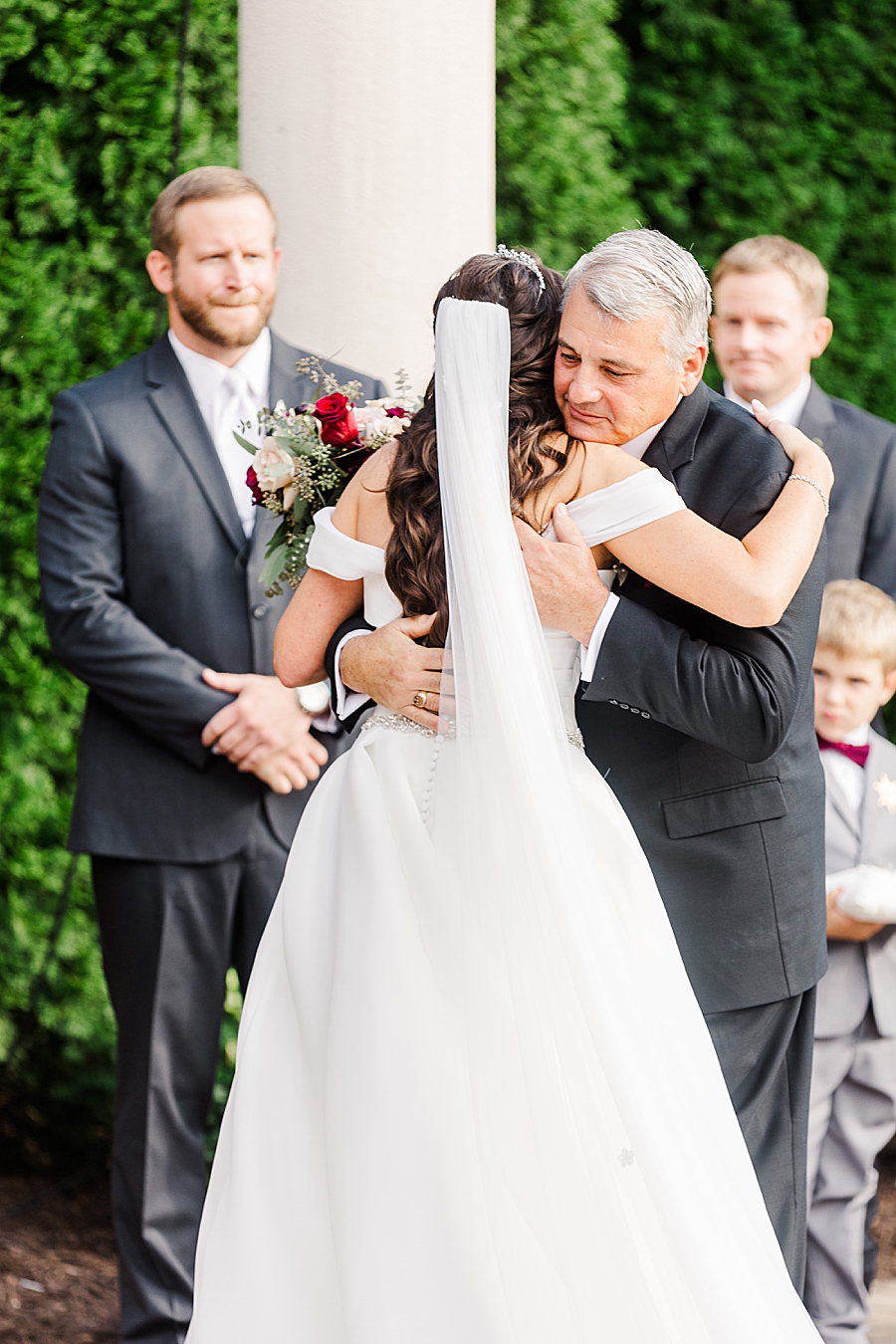 father giving away daughter at castleton wedding