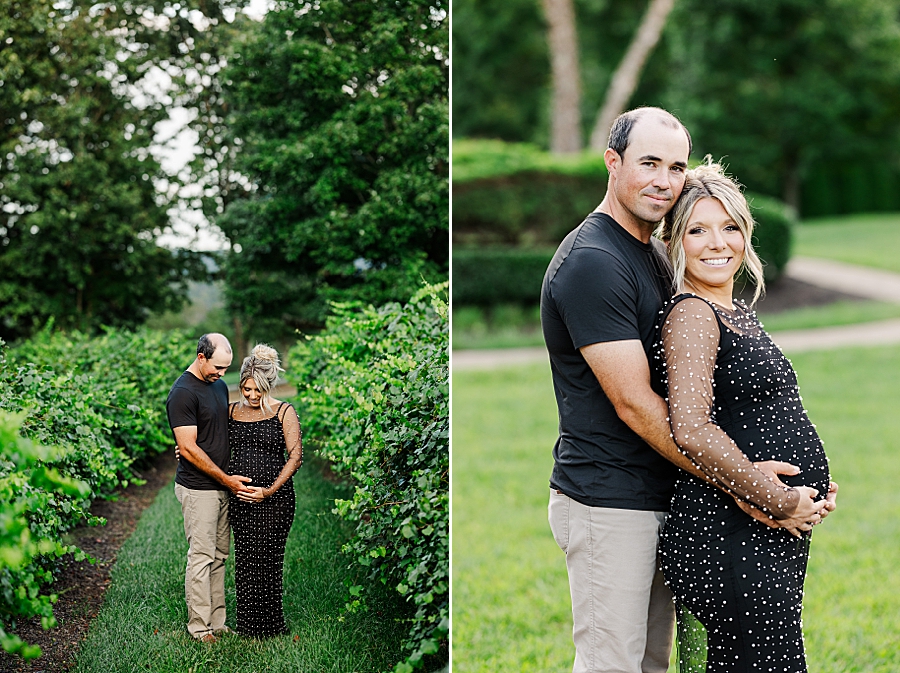 holding baby bump at castleton farms maternity session