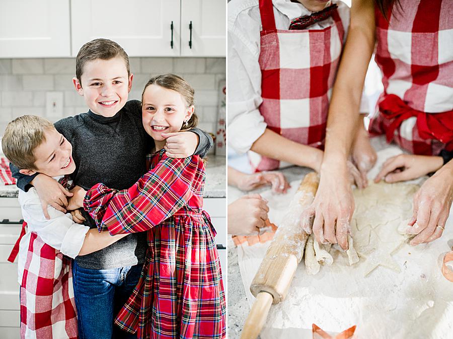 Siblings at this Christmas cookie session by Knoxville Wedding Photographer, Amanda May Photos.