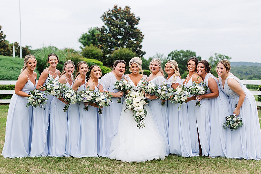 blue bridesmaid dresses at cinderella wedding