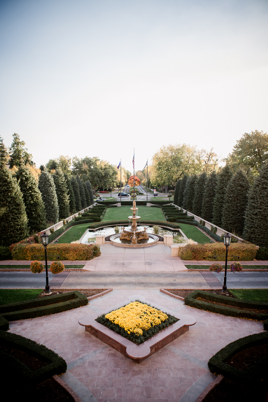 Front entrance gardens at the Broadmoor Resort in Colorado Springs by Knoxville Wedding Photographer, Amanda May Photos.
