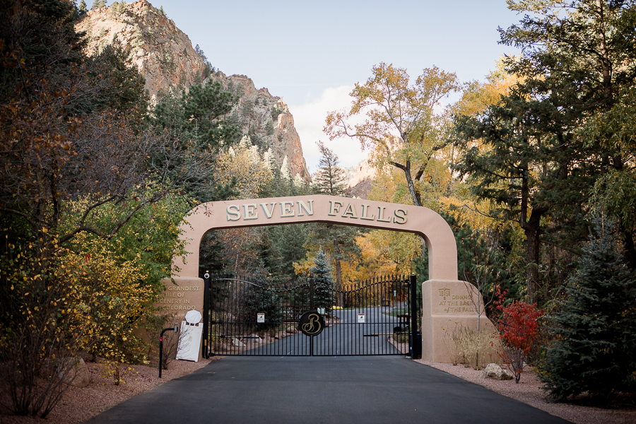 Entrance to Seven Falls in Colorado Springs by Knoxville Wedding Photographer, Amanda May Photos.