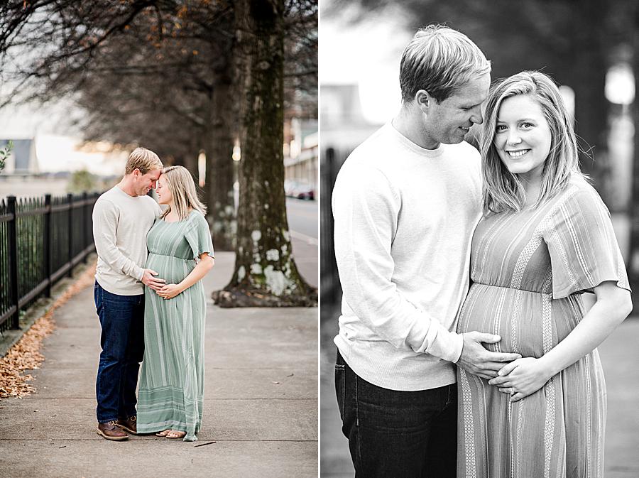 Baby bump at this Downtown Knoxville Maternity by Knoxville Wedding Photographer, Amanda May Photos.