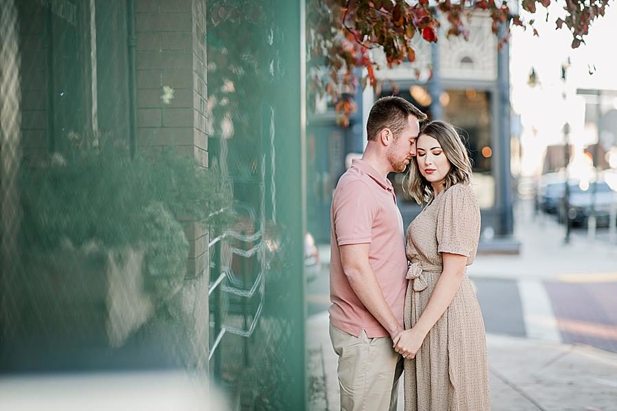 Foreheads together at this Knoxville engagement session by Knoxville Wedding Photographer, Amanda May Photos.