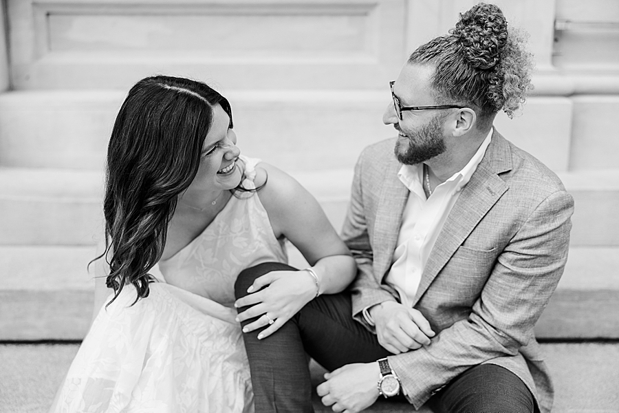 black and white photo of downtown knoxville engagement
