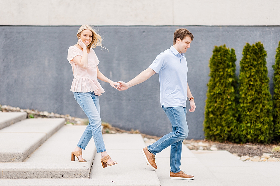 holding hands at downtown knoxville engagement
