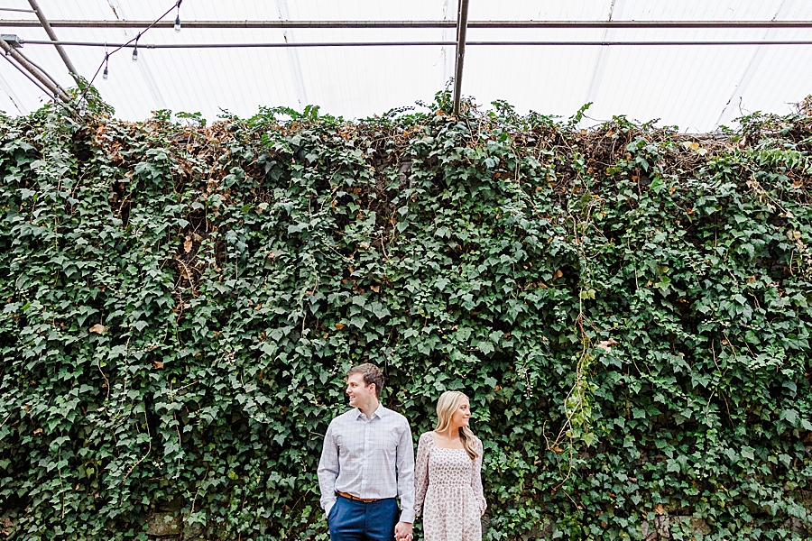 couple standing in a greenhouse