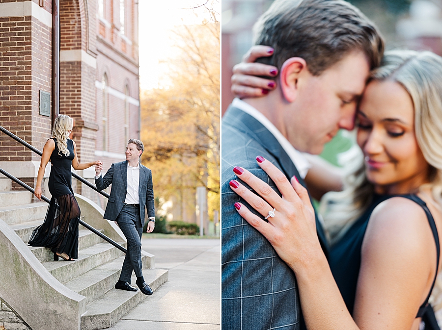 golden hour at downtown knoxville winter engagement