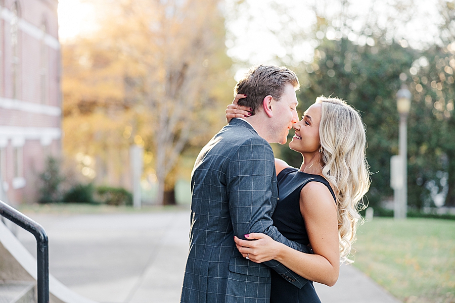 golden hour during downtown knoxville winter engagement session