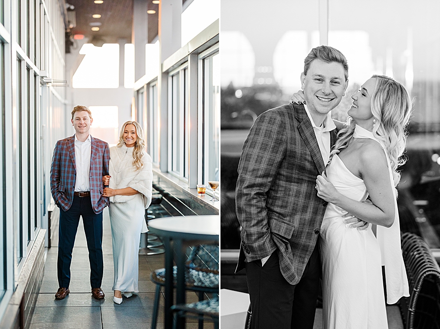 black and white engagement photo