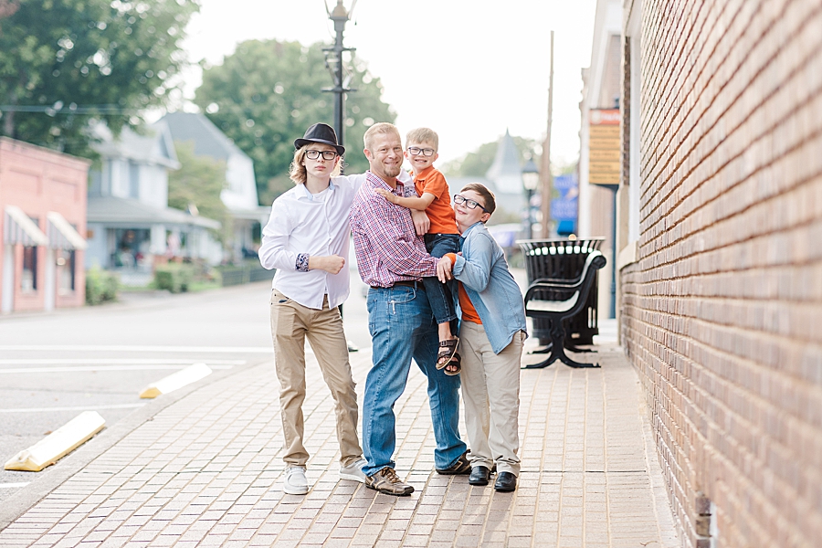 dad and sons in downtown loudon