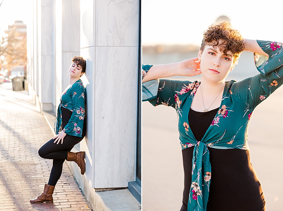 girl posing at her downtown senior session