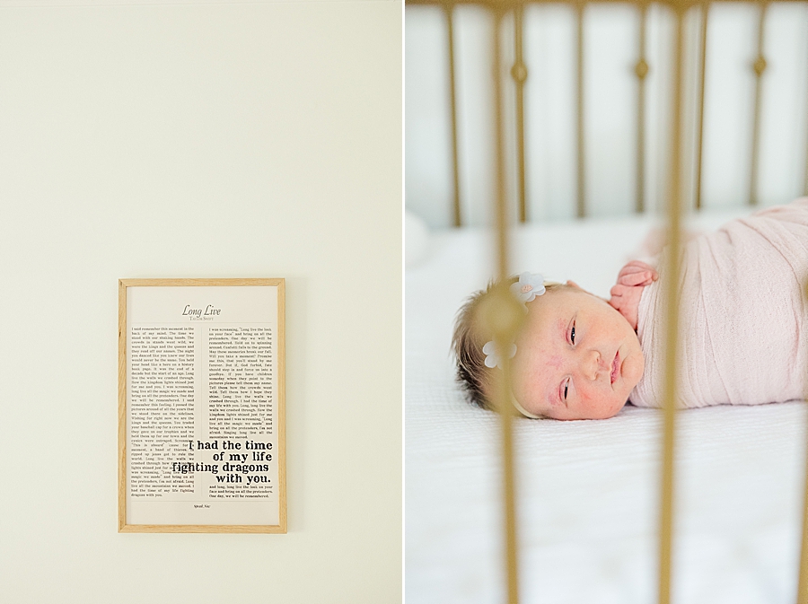 newborn girl in crib