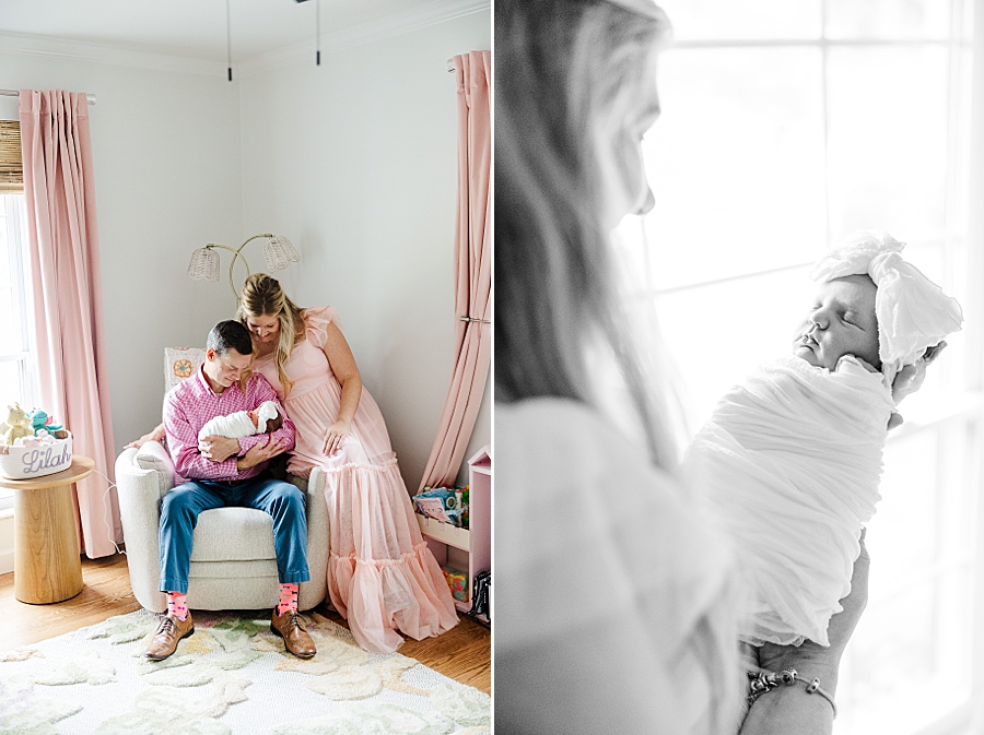 family sitting in dragon nursery