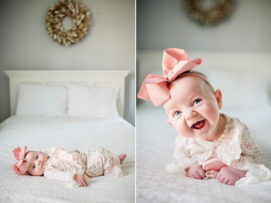 Big pink bow at this Studio 3 Month Session by Knoxville Wedding Photographer, Amanda May Photos.