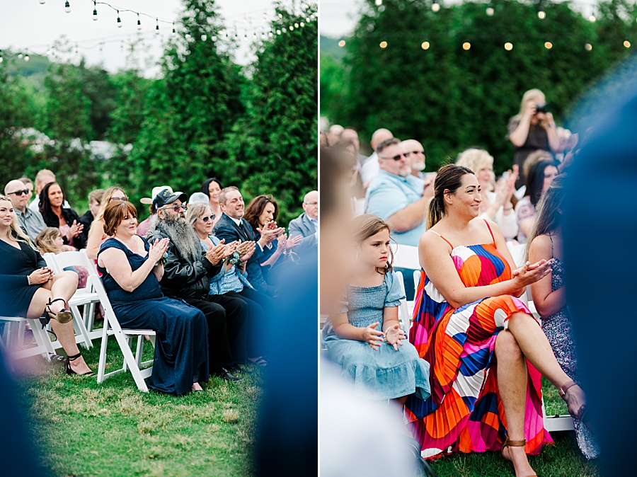 Guests clap at Allenbrooke Farm wedding by Amanda May Photos