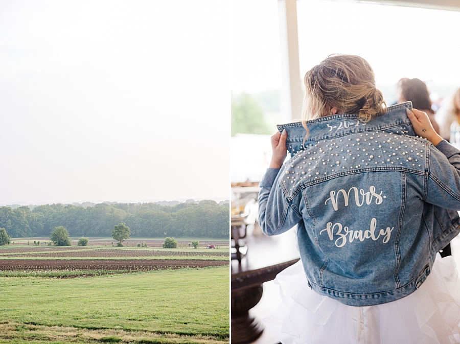 Bride's jean jacket at wedding by Amanda May Photos