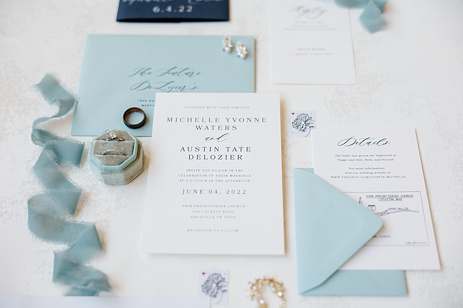 blue wedding invitation suite