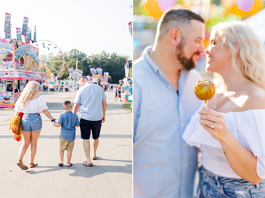 candy apple at this fair engagement session