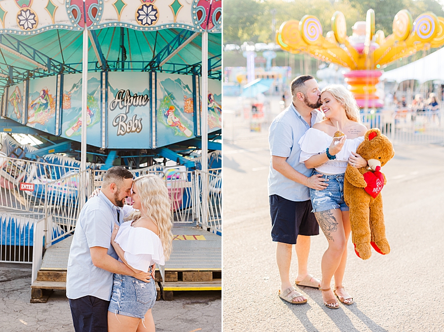 kiss on the forehead at this fair engagement session