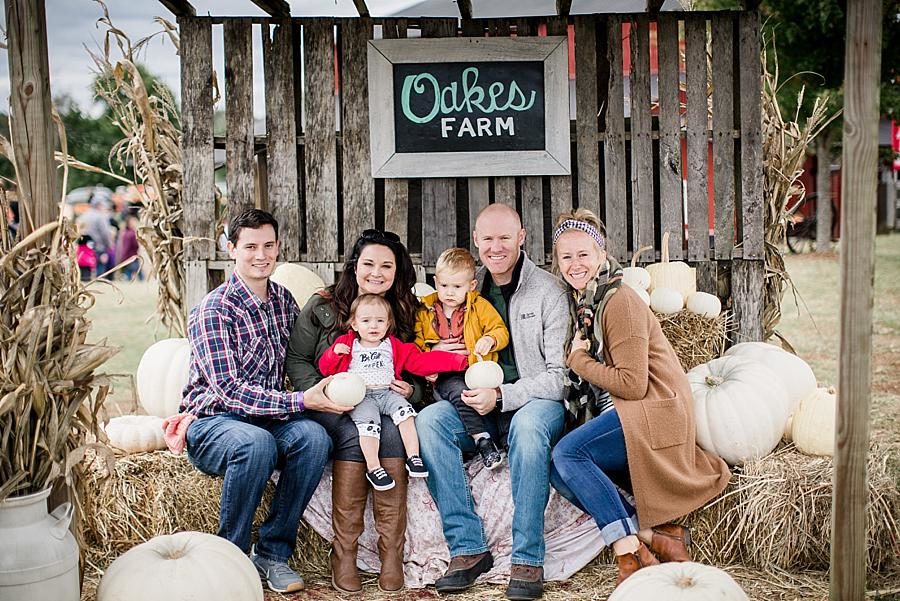 Surrounded by pumpkins at this Oakes Farm Session by Knoxville Wedding Photographer, Amanda May Photos.