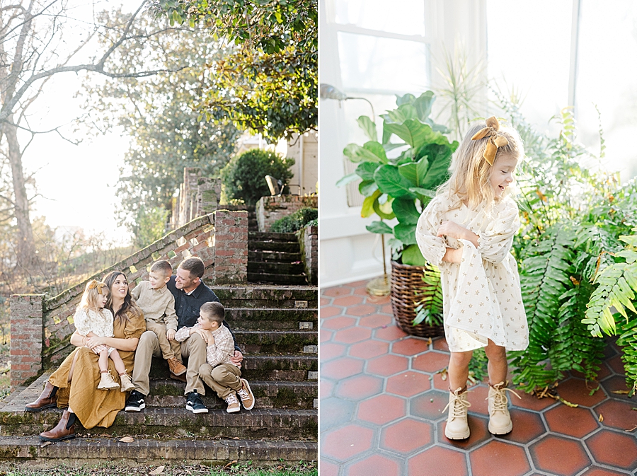 girl in greenhouse at fall family session