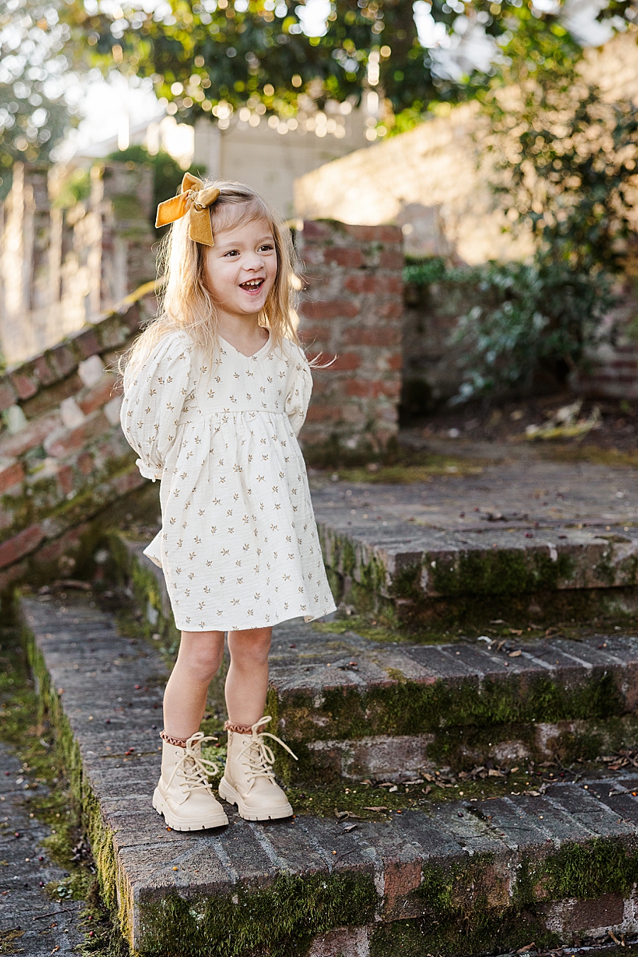 cute little girl on steps